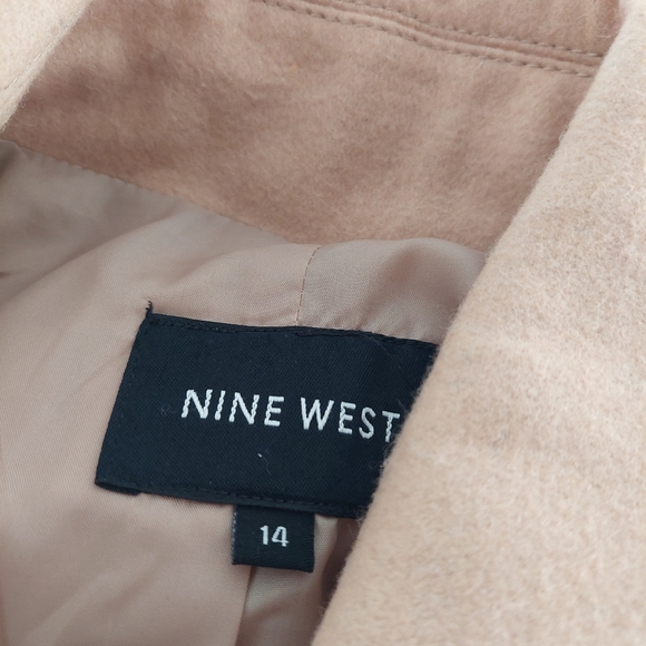 Nine West Double Breasted Tan Wool Pea Coat Women's Size 14 - Picture 3 of 6